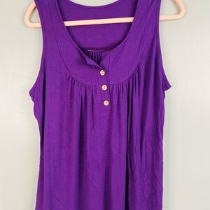 Amazon Purple Button-Front Sleeveless Blouse